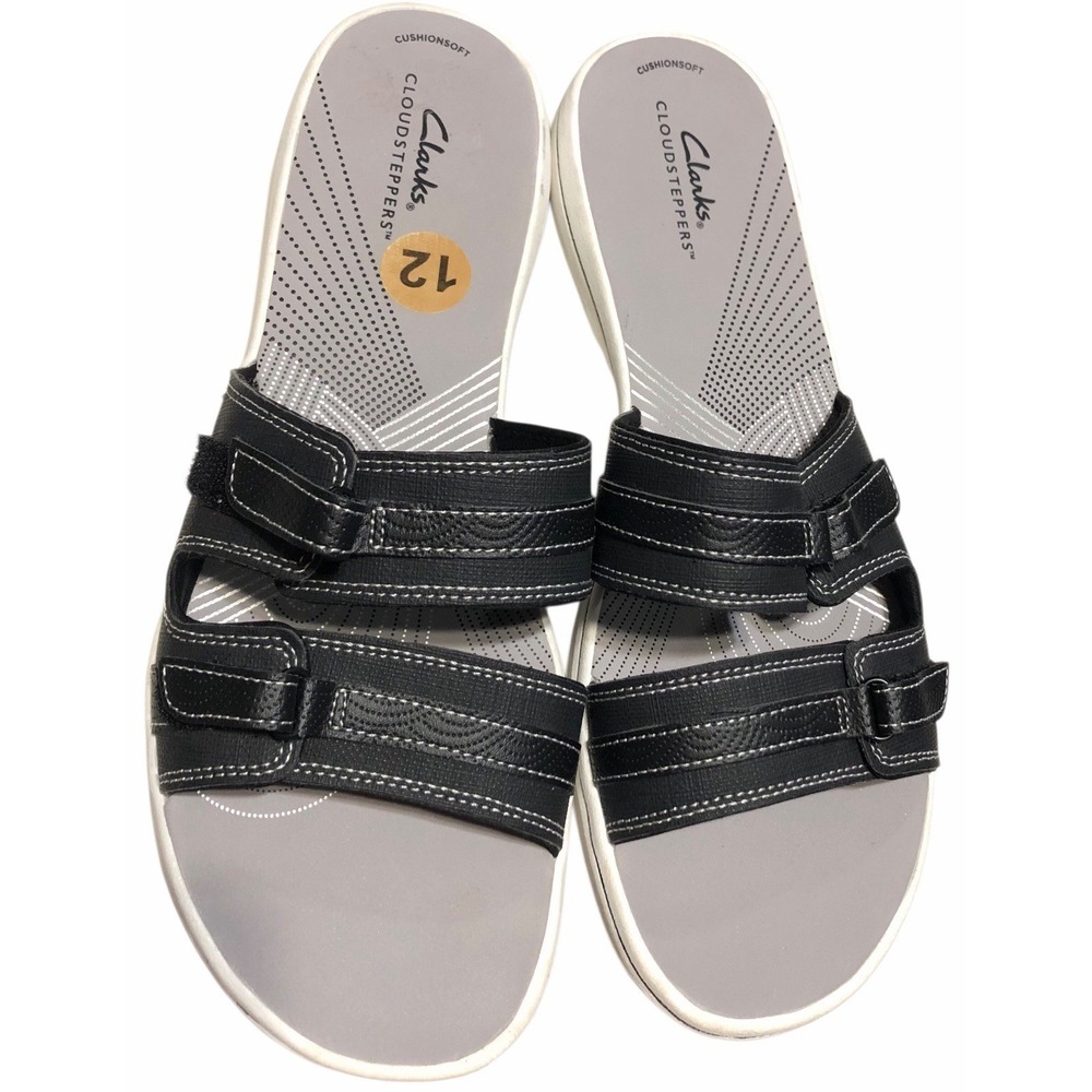 Clarks Cloudsteppers Strappy Sandals Black Cushioned Women's Size 12